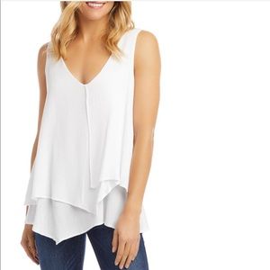 Karen KaneLayered Asymmetrical Tank, White, small - NWT
